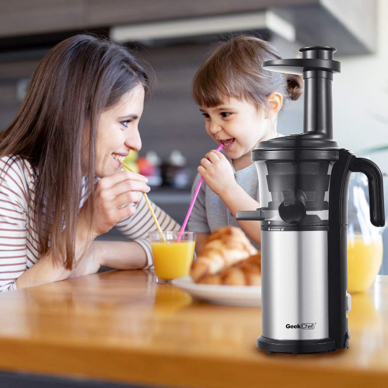 Geek Chef GSC36 Compact 200-Watt Electric Slow Masticating Juice Extractor Juicer Machine, Stainless Steel