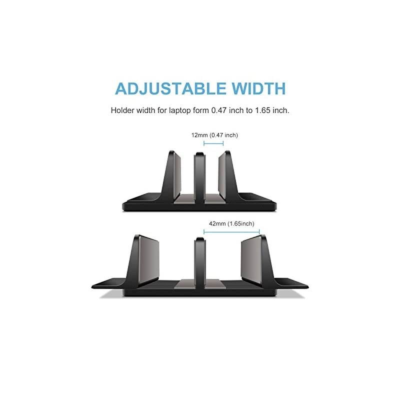 Upgraded Dock Version Vertical Laptop Stand Double Desktop Stand Adjustable Laptop Holder up to 173 inches Compatible with All MacBook ProAirMicrosoft Surface Black