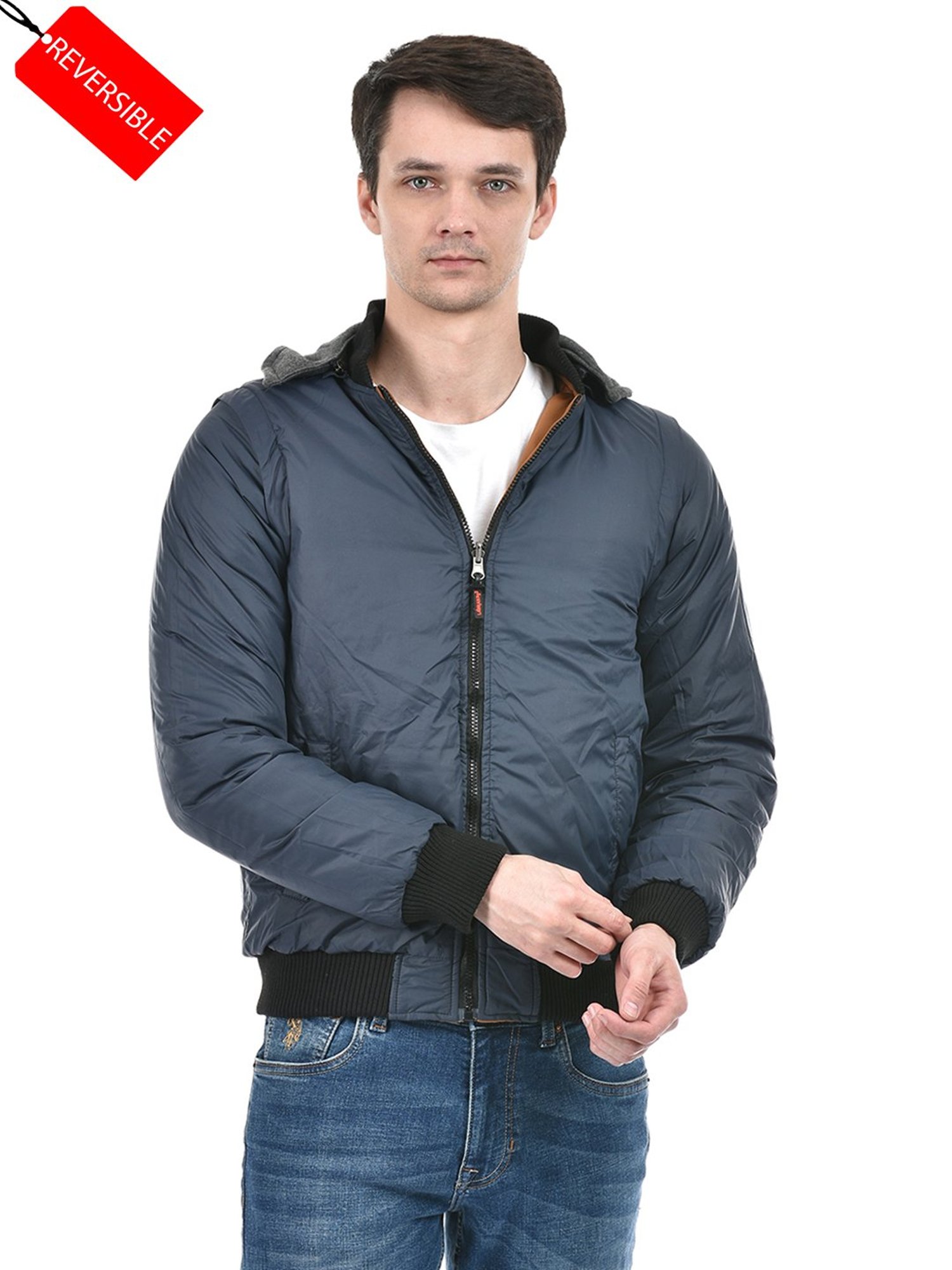 Lawman Pg3 Navy & Brown Regular Fit Reversible Jacket