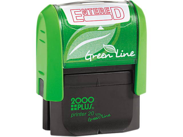 2000 PLUS Green Line 035348 2000 PLUS Green Line Message Stamp, Entered, 1 1/2 x 9/16, Red