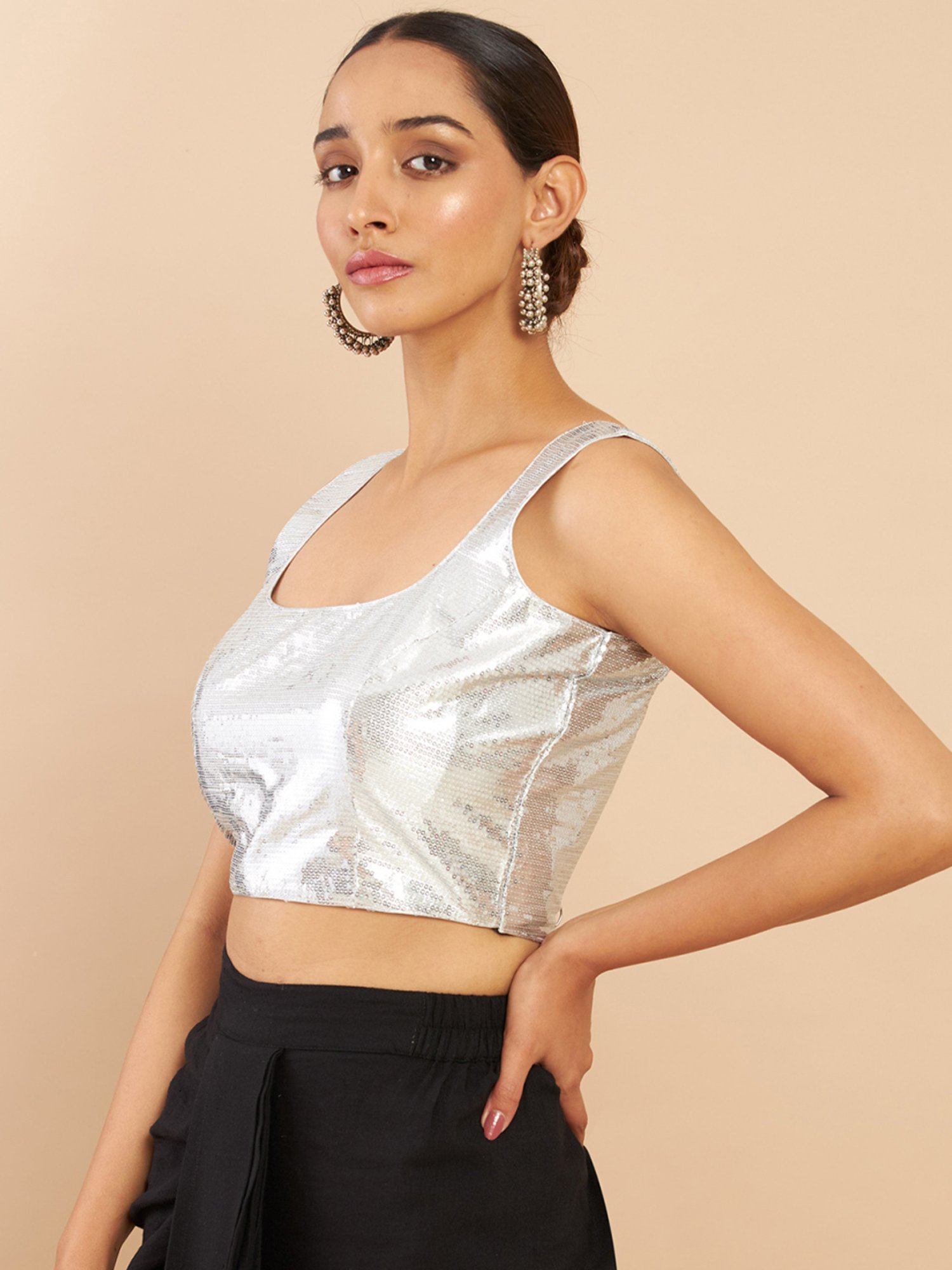 Soch Silver Embellished Readymade Blouse
