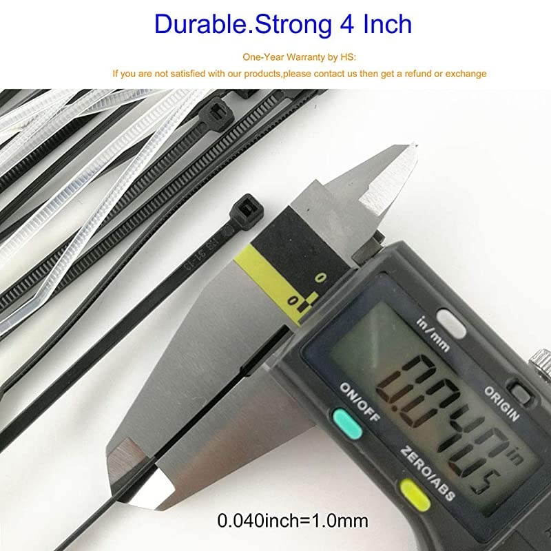 Durable Zip Ties 4 Inch 600 Pack Cable Ties in Black and White 18 Lbs SelfLocking Wire Ties Assortment for Electronics Cord Management