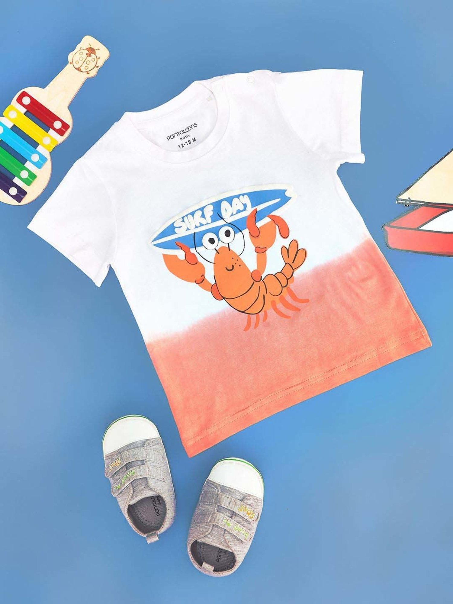 Pantaloons Baby Kids Bright White Cotton Printed T-Shirt