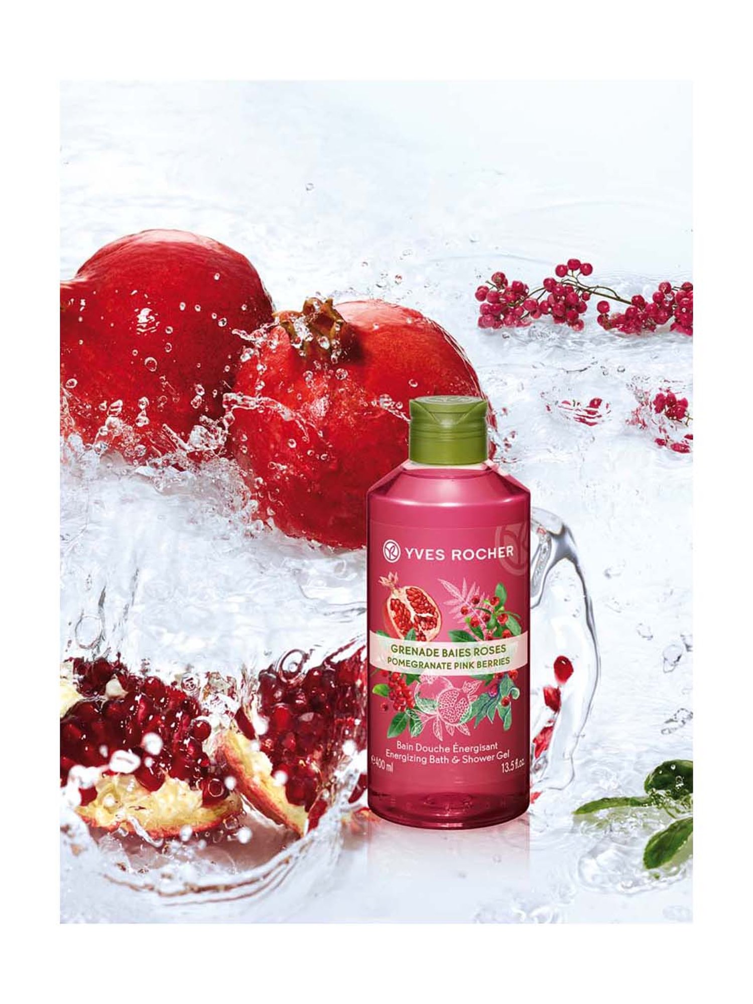 YVES ROCHER Pomegranate Pink Berries Energizing Bath & Shower Gel - 400 ml