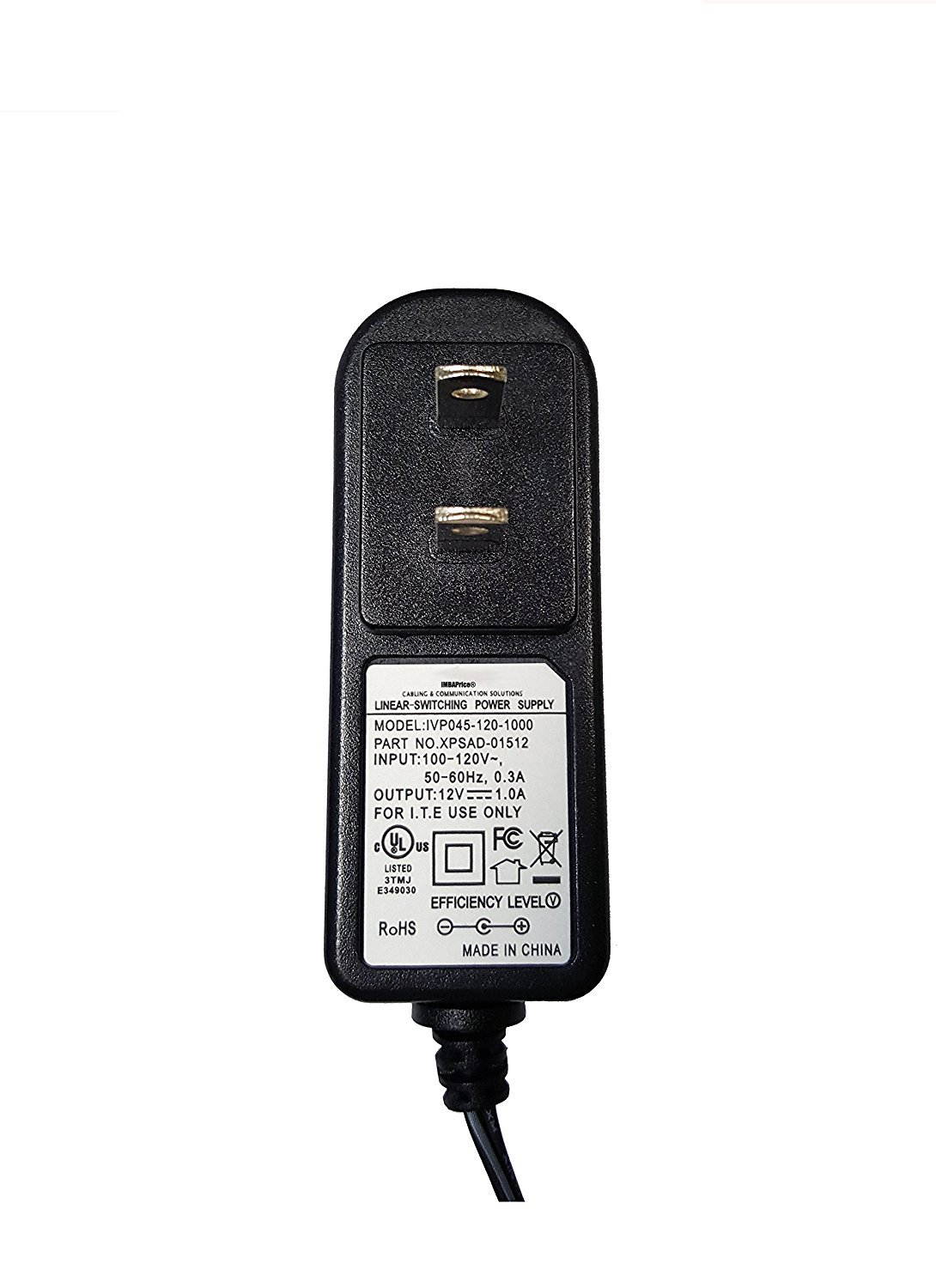 Amamax&reg; Wall Adapter Power Supply - 12VDC 1A, 5.5mm - 2.1mm Plug UL Listed