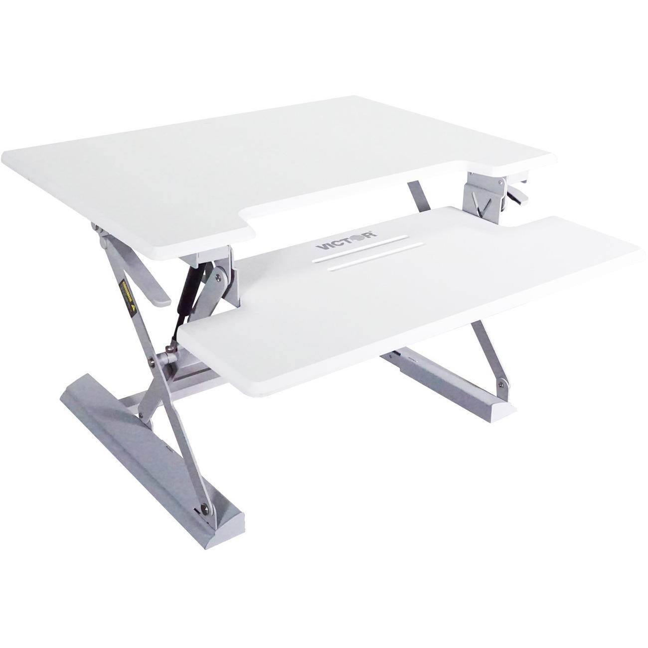 Victor High Rise Height Adjustable Standing Desk with Keyboard Tray (31", White)