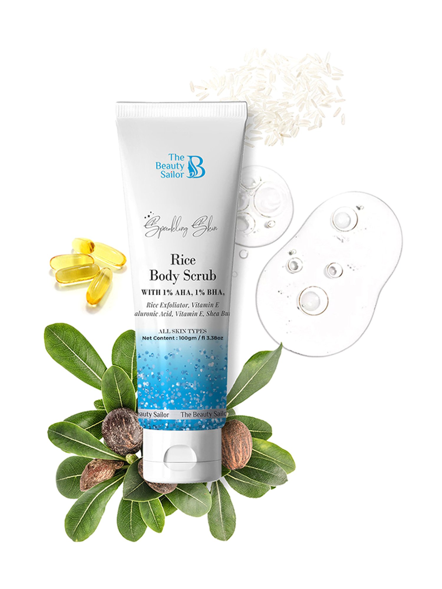 The Beauty Sailor Sparkling Skin Rice Body Scrub - 100 gm
