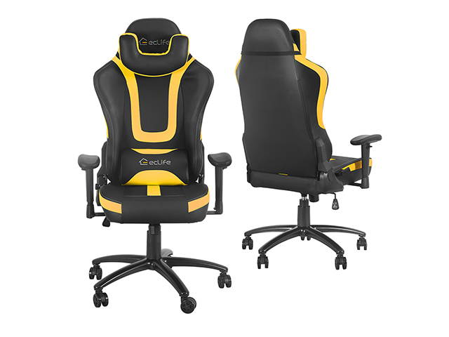 Office Gaming Chair Carbon PU Leather Reclining Black Racing Style, Executive Ergonomic Hydraulic Swivel Seat with U-Shaped Headrest and Lumbar Support,Red,GC18