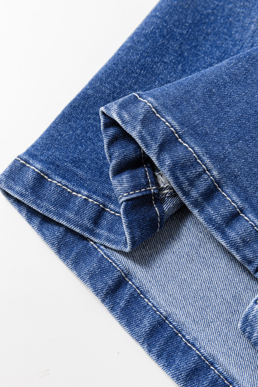 Dark Blue Plus Size Stitching Washed Flare Jeans