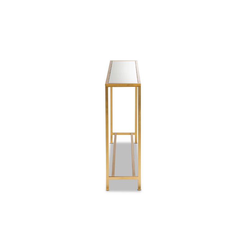 Alessa Glam Metal and Mirrored Glass Console Table Gold - Baxton Studio