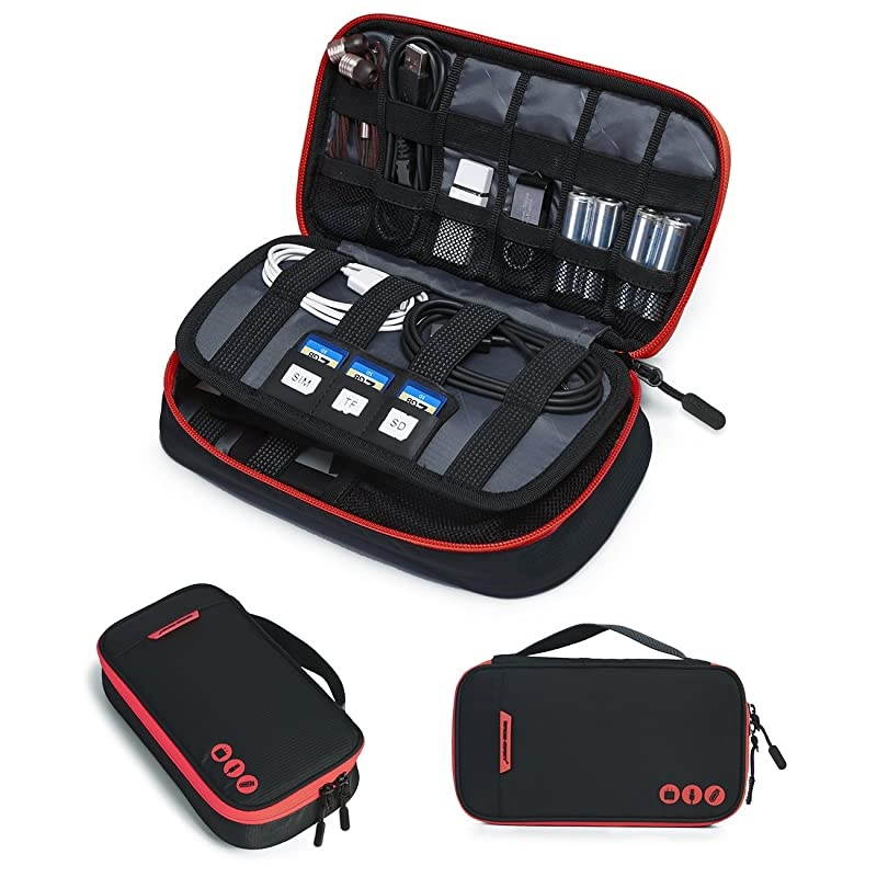 Electronic Organizer Travel Cable Organizer Bag Portable Electronic Accessories Bag for Cable USB Black