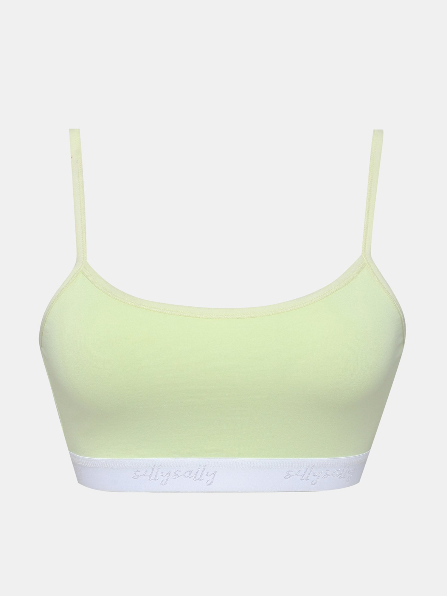 Sillysally Kids Green Solid Sports Bra (Pack Of 2)