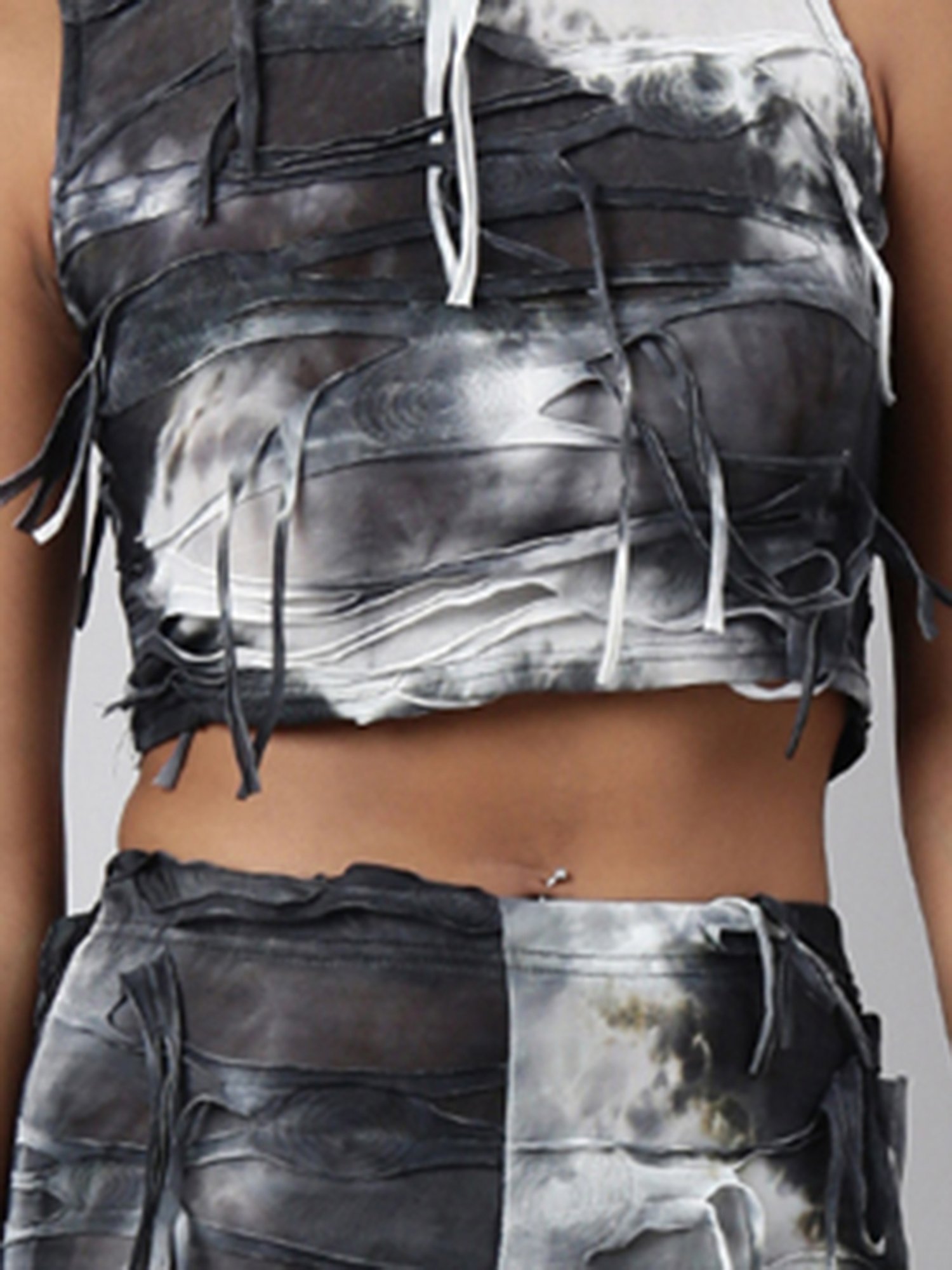 SHOWOFF White & Black Printed Co-Ord Set