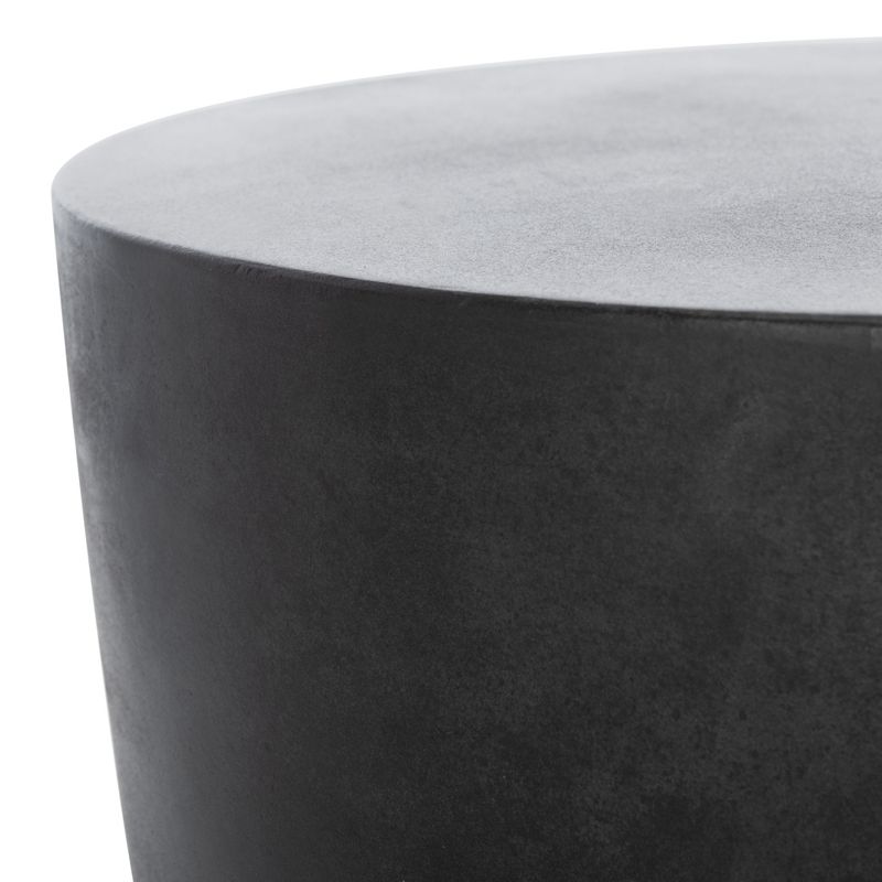 Aishi Indoor/Outdoor Modern Concrete Round Accent Table - Black - Safavieh