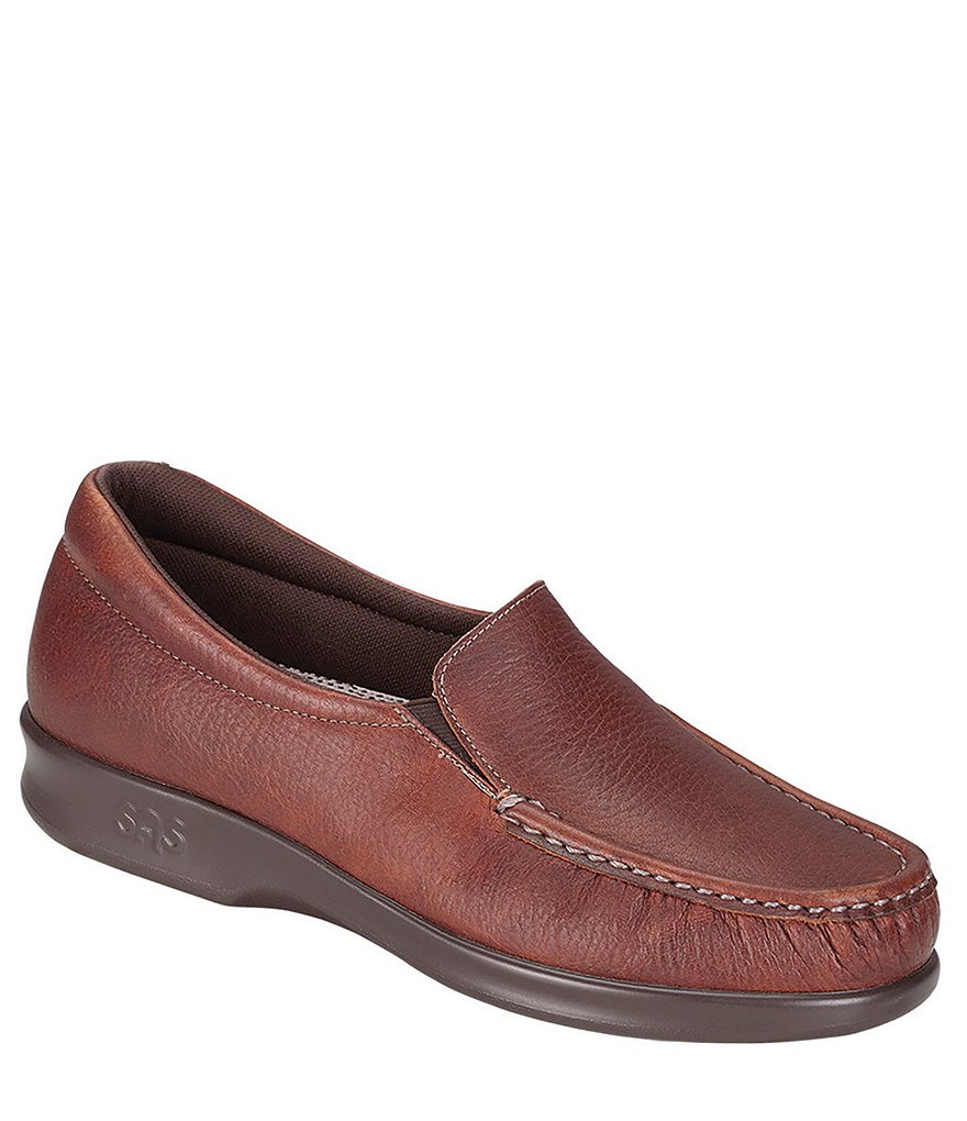 SAS Twin Leather Moc Toe Loafers