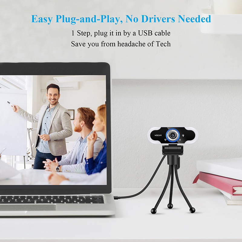 Hannord Webcam 1080 HD Live Streaming Webcam with Light Stereo Microphone, Video Web Camera for Online Class/Zoom Meeting/Skype Calls/Facetime, PC/Mac/Laptop/Desktop