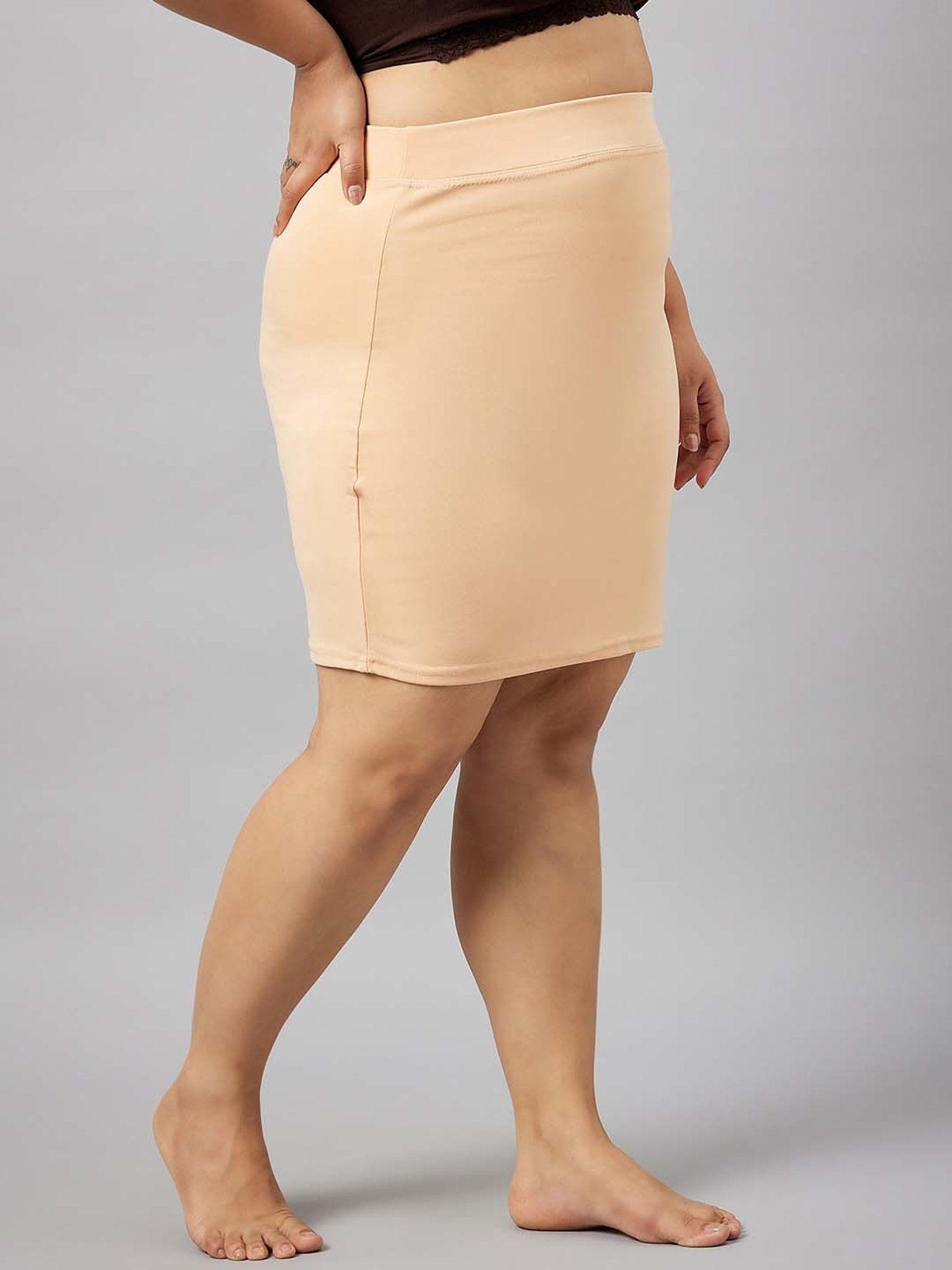 Secrets By ZeroKaata Beige Plain Skirt Shapewear