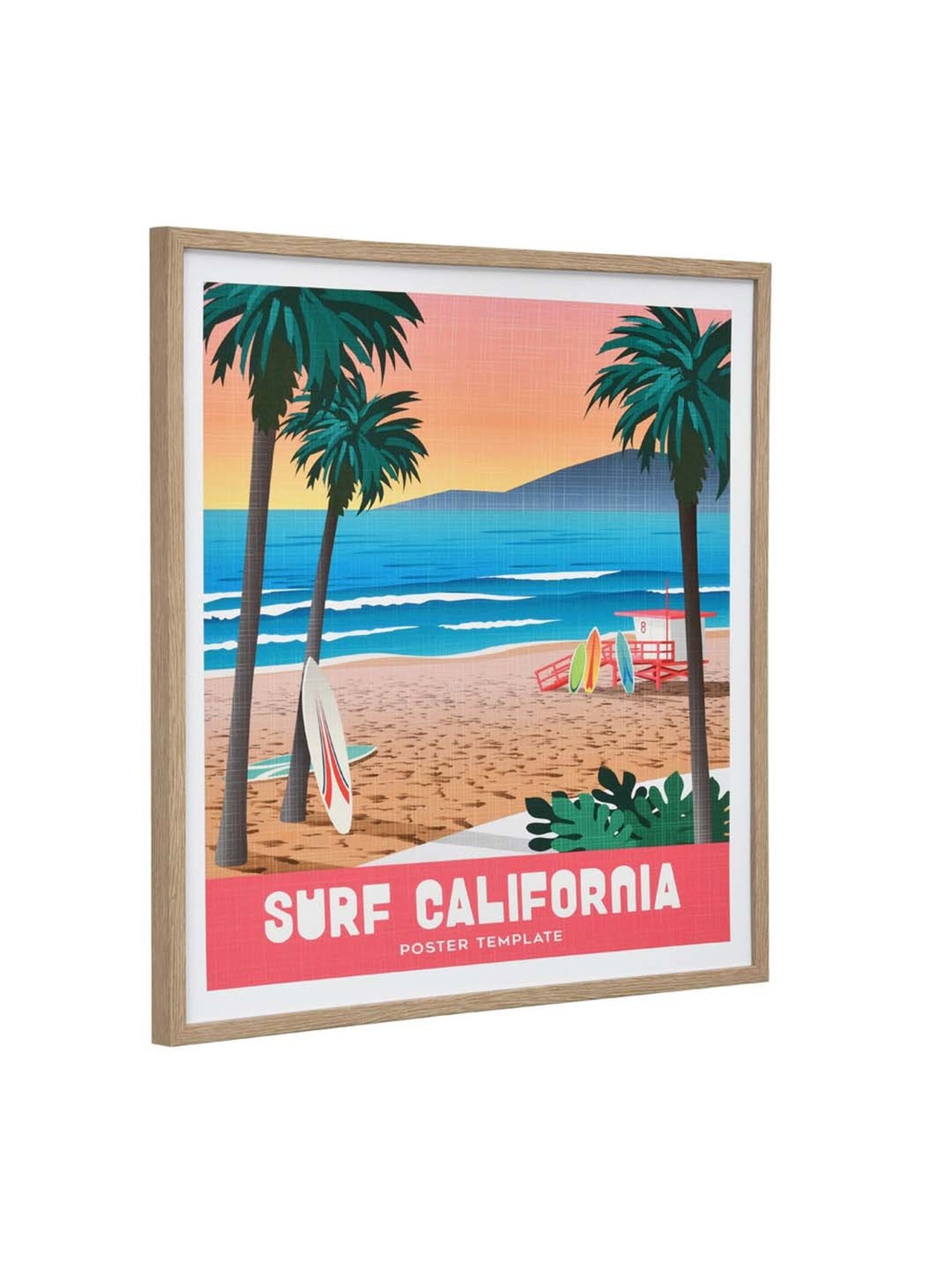 @home Multicolor Canvas Ocean Beach California Wall Painting