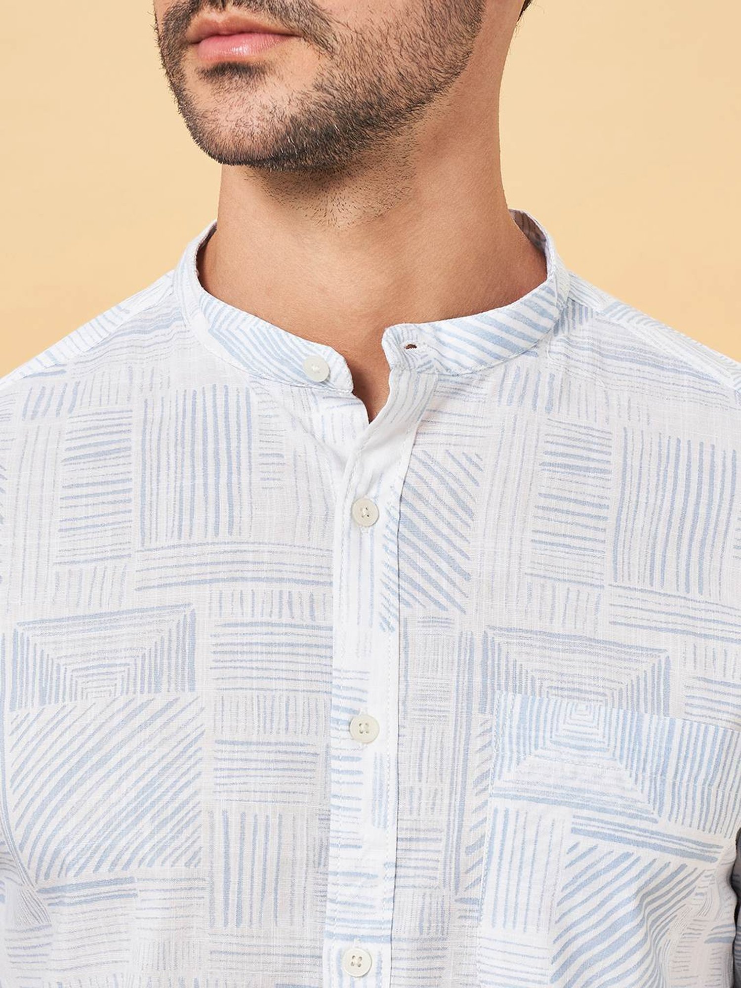 Spykar Blue Cotton Slim Fit Checks Shirt