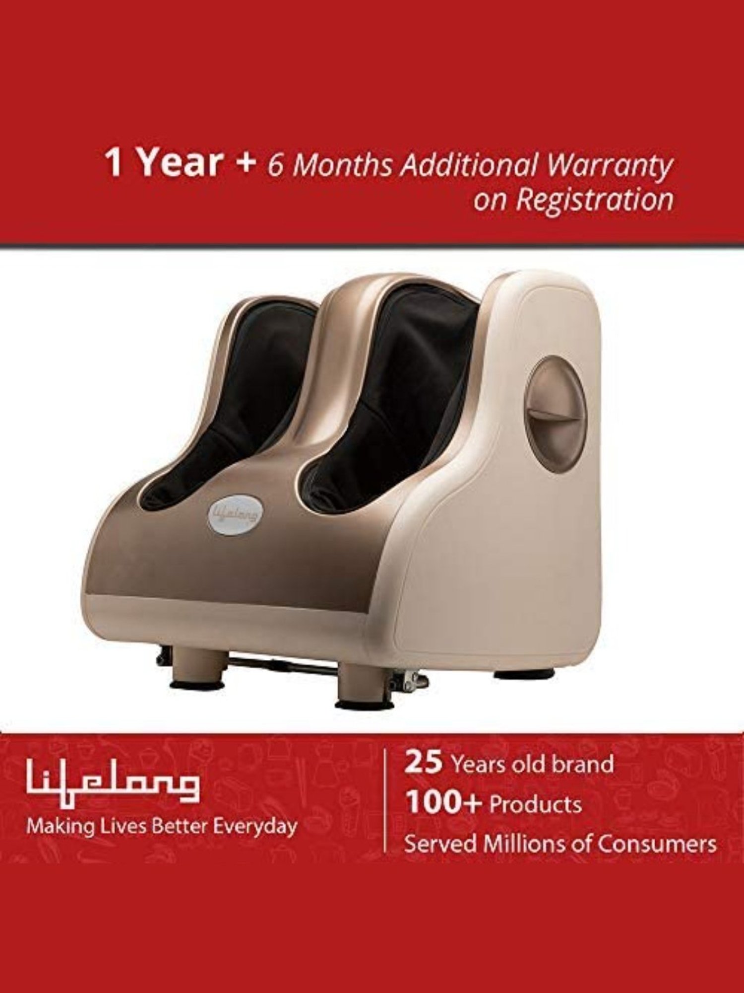 Lifelong LLM909 MAX 80W Foot, Leg and Calf Massager (Brown)