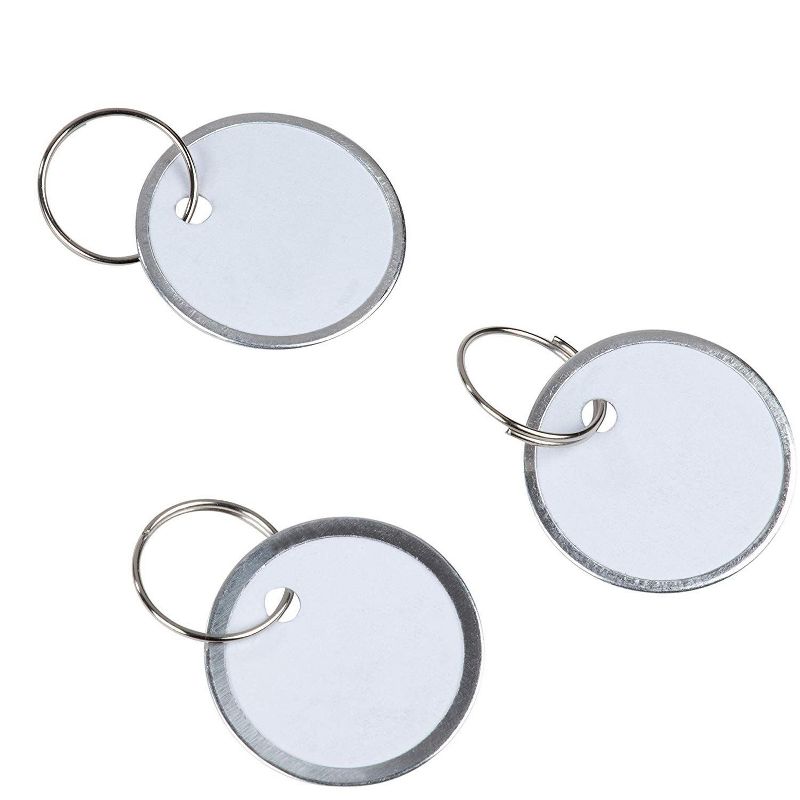 Paper Key Tags - 100 Pack Paper Key ID Label Name Tags with Split Ring, Keychain, Rim Tag Small Coded Tag Key Chain Keyring, White, 1.2" in Diameter