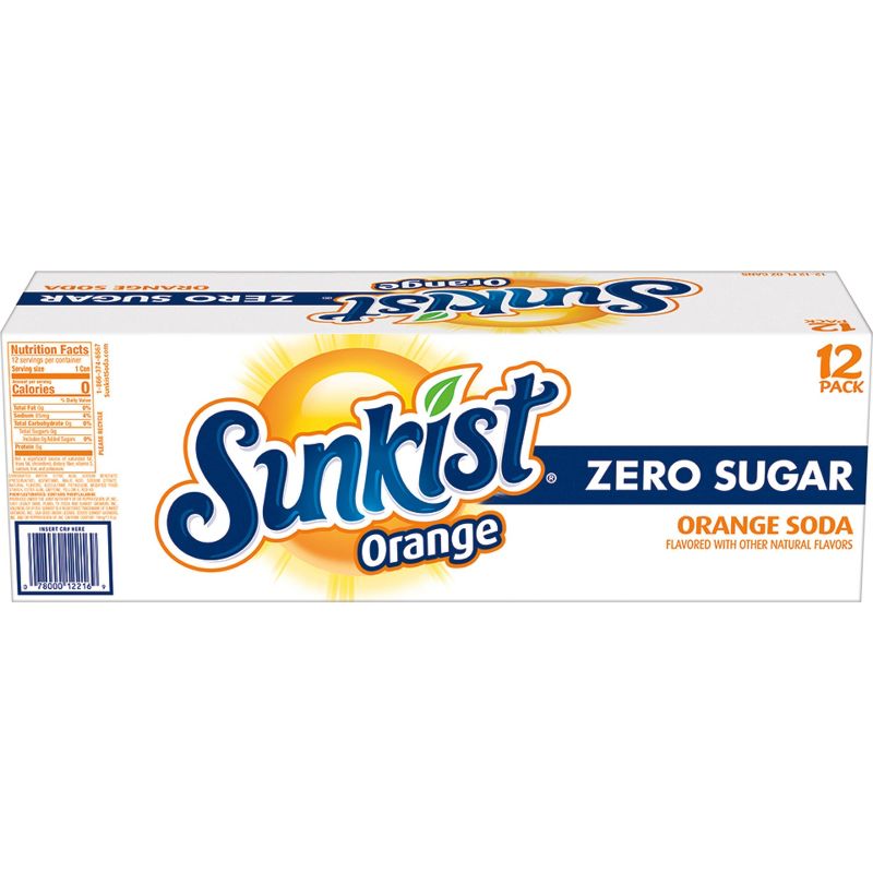 Sunkist Zero Sugar Orange Soda - 12PK/12 fl oz Cans