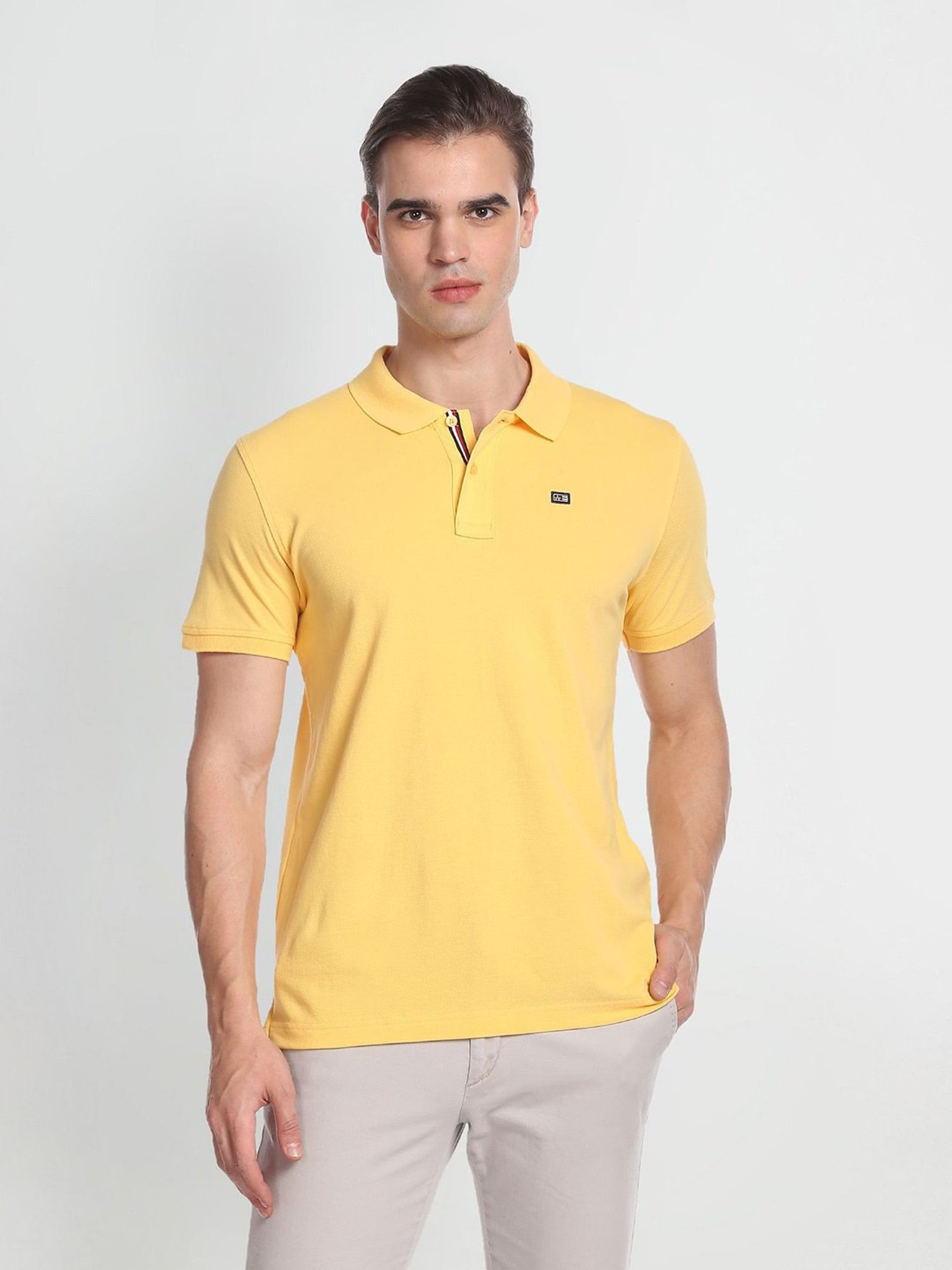 Arrow Sport Yellow Regular Fit Cotton Polo T-Shirt