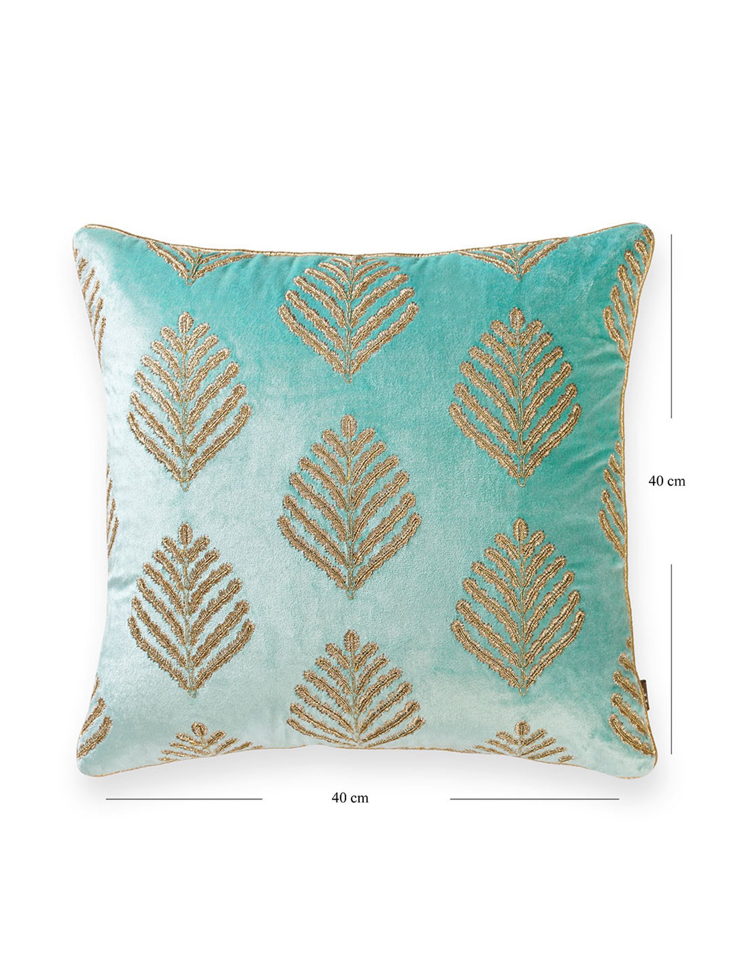 Pure Home and Living Blue Cotton Embroidery Cushion Cover