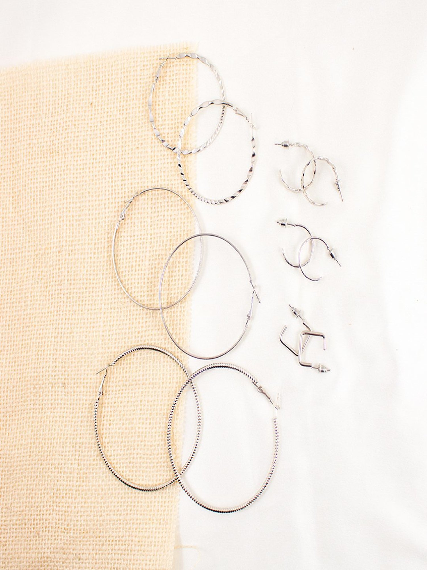 Jewelz Fashion Silver Hoop Earring Set for Women Pack of 6