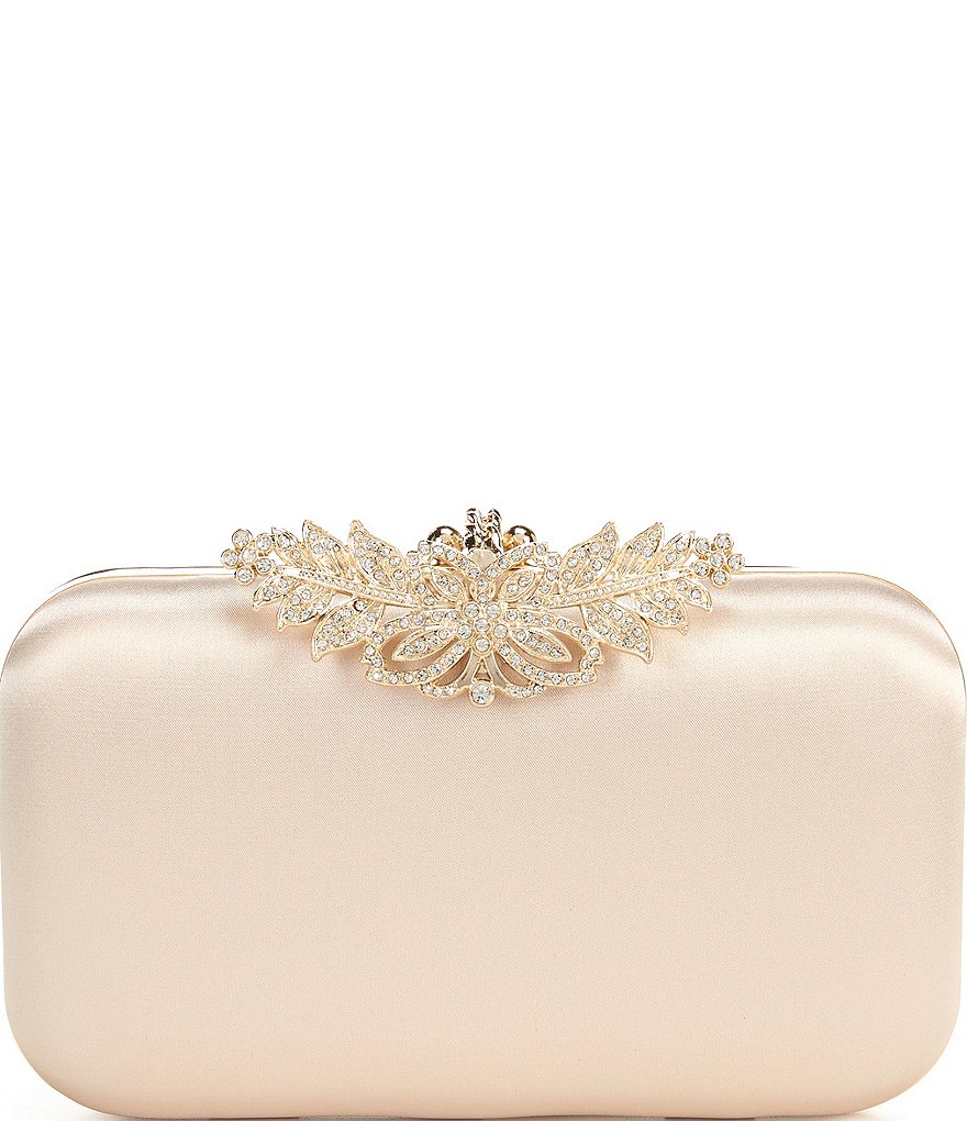 Kate Landry Satin Hinge Minaudiere Clutch Bag