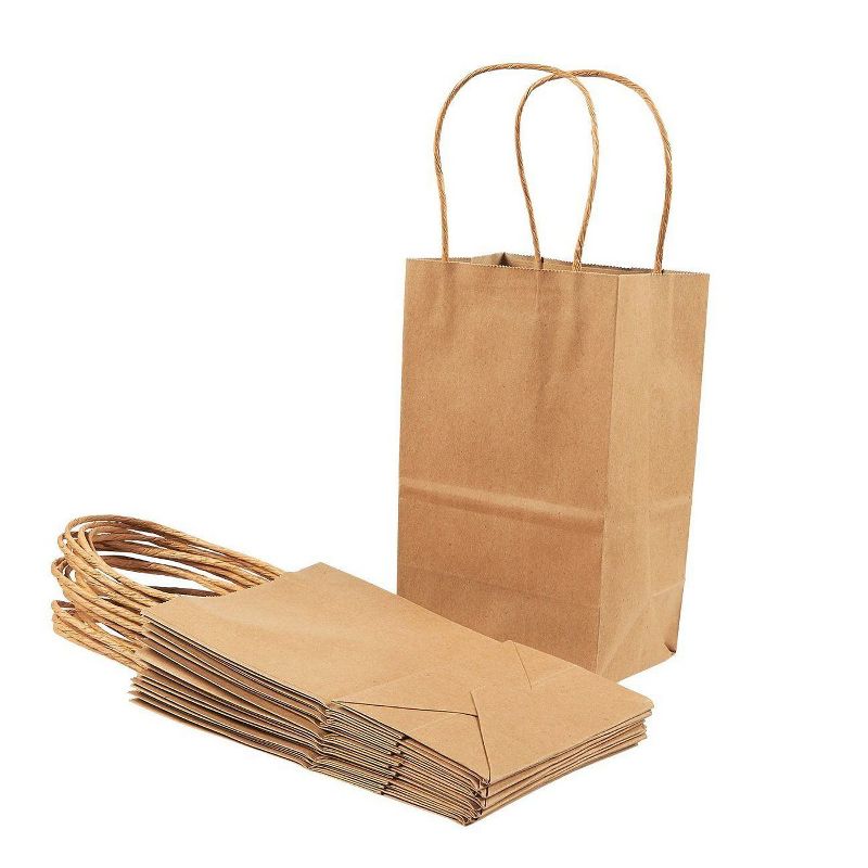 Brown Kraft Bag, Birthday Party Gift Favor Bag Set - 12 Count - Small