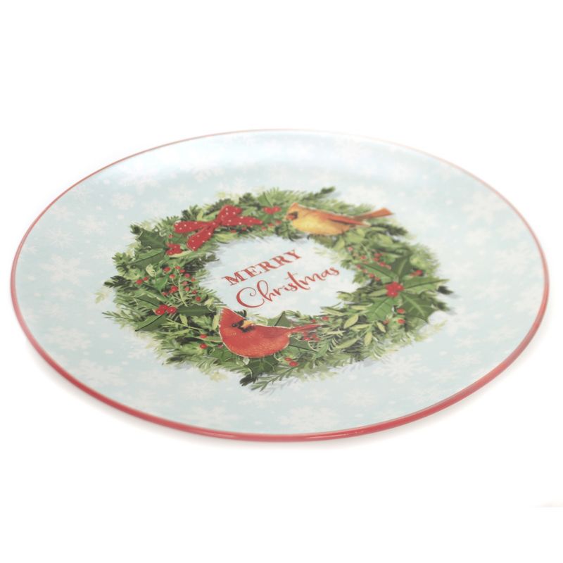 Tabletop 12.0" Wreath & Birds Platter Round Christmas Creative Co-Op  -  Serving Platters