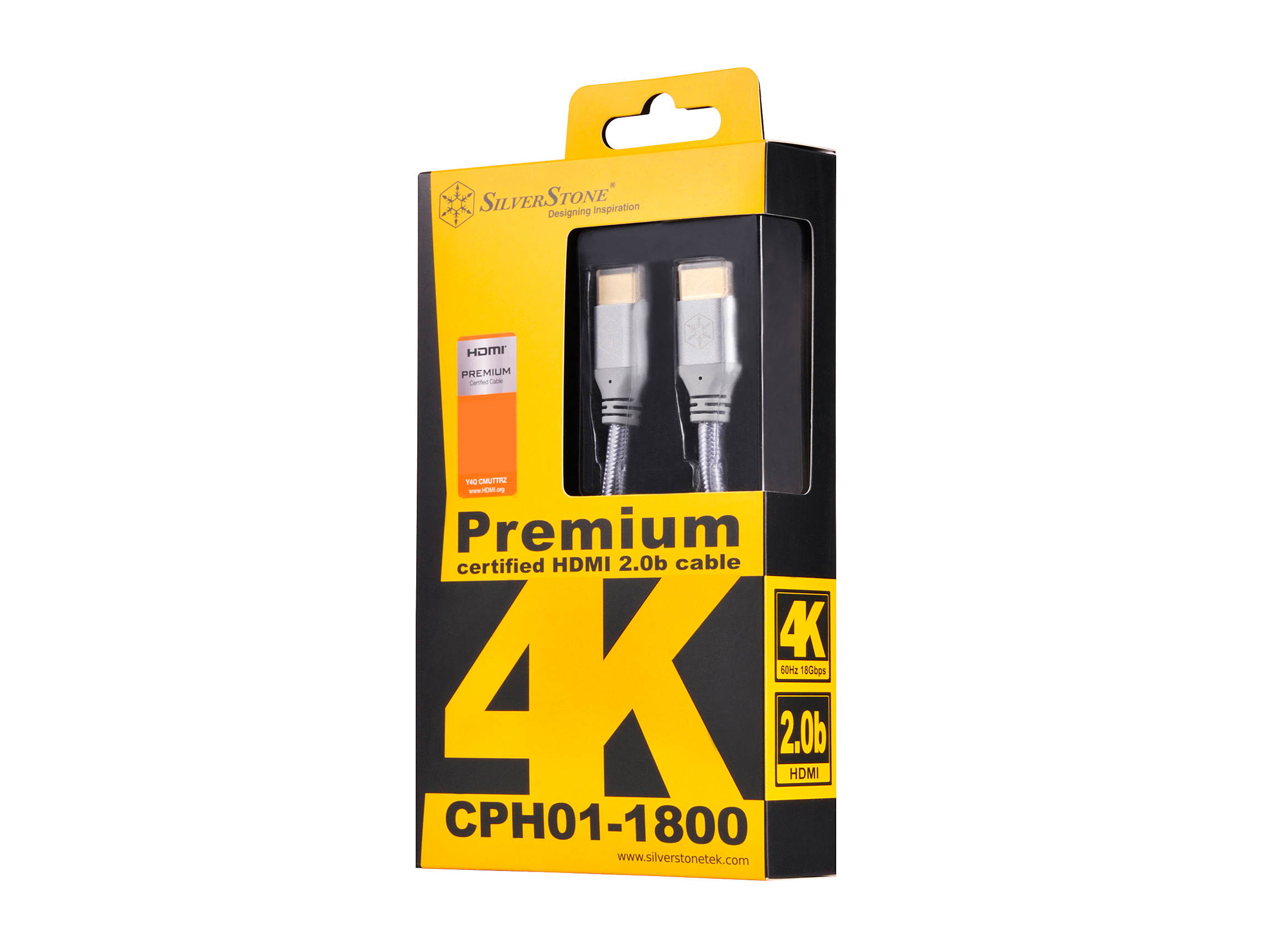 SilverStone HDMI Cable 4k Resolution at 60 Hz, with HDMI 2.0b Certification in Gold Color CPH01G-1800