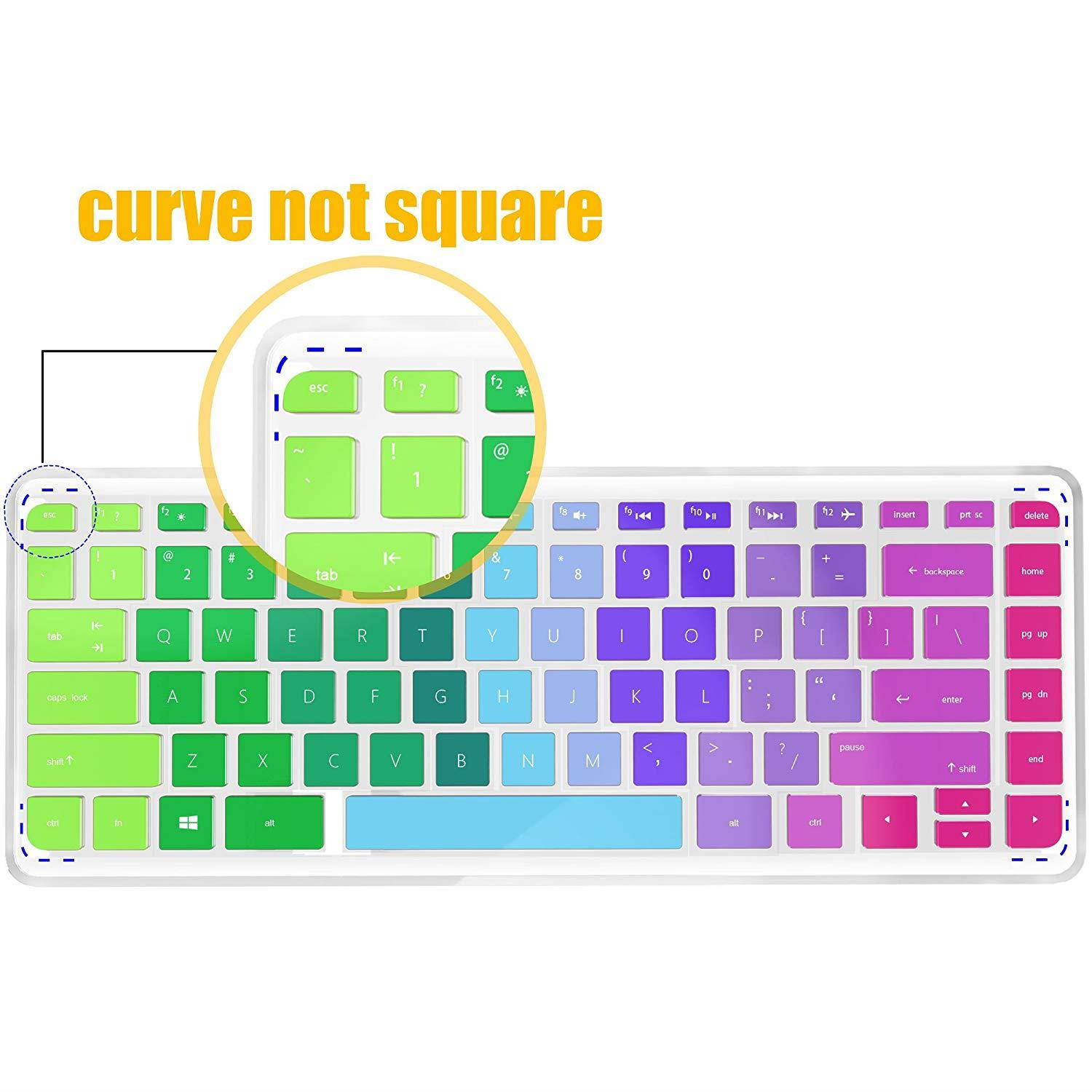 [2pack] Keyboard Cover Skin for HP Stream 14 Inch Laptop,HP Stream 14-ax Series,14 inch HP Pavilion 14-ab 14-ac 14-ad 14-al 14-an Series,14-ab010 14-ab166us 14-ac159nr 14-al062nr 14-an010nr (Rainbow)