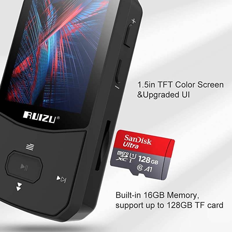 Mp3 Player with Bluetooth 41 16GB Lossless Sound Music Player with FM Radio Voice Recorder Video Earphones for Running Support up to 128GBBlack