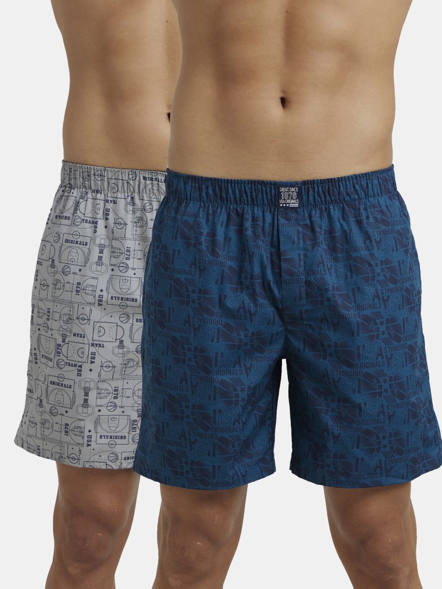 Jockey US57 Men's Super Combed Mercerized Cotton Printed Boxer Shorts (Pack of 2_Prints May Vary)