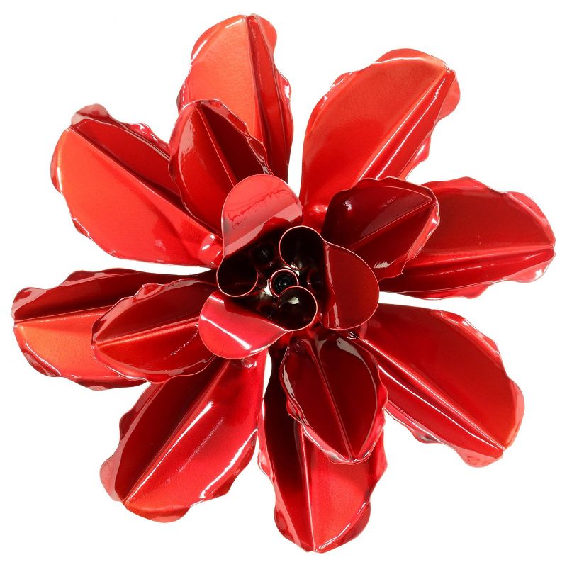 39" Metal Rose Spinning Garden Stake Red - Exhart