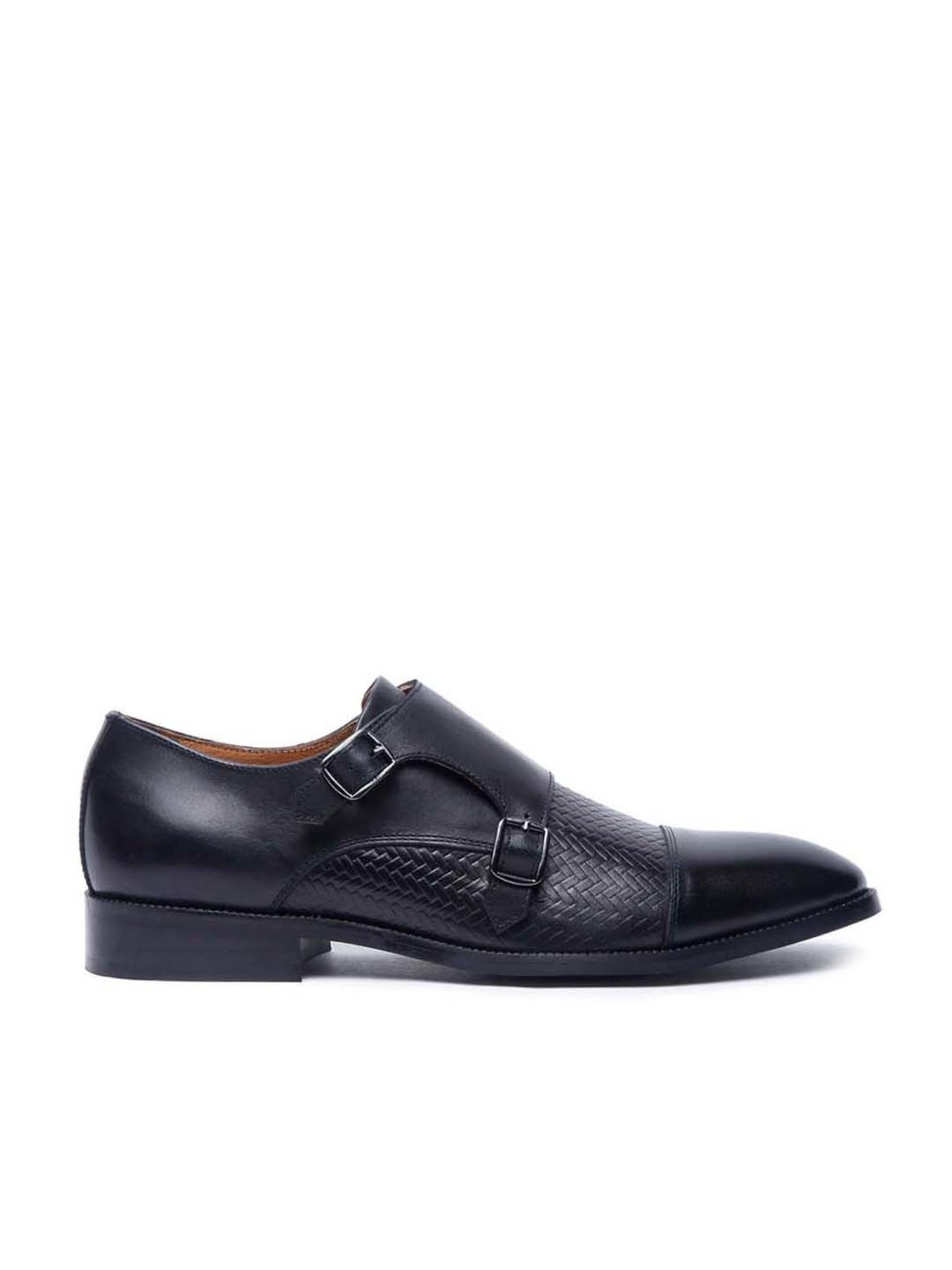 Louis Stitch Men's Obsidian Black Monk Shoes