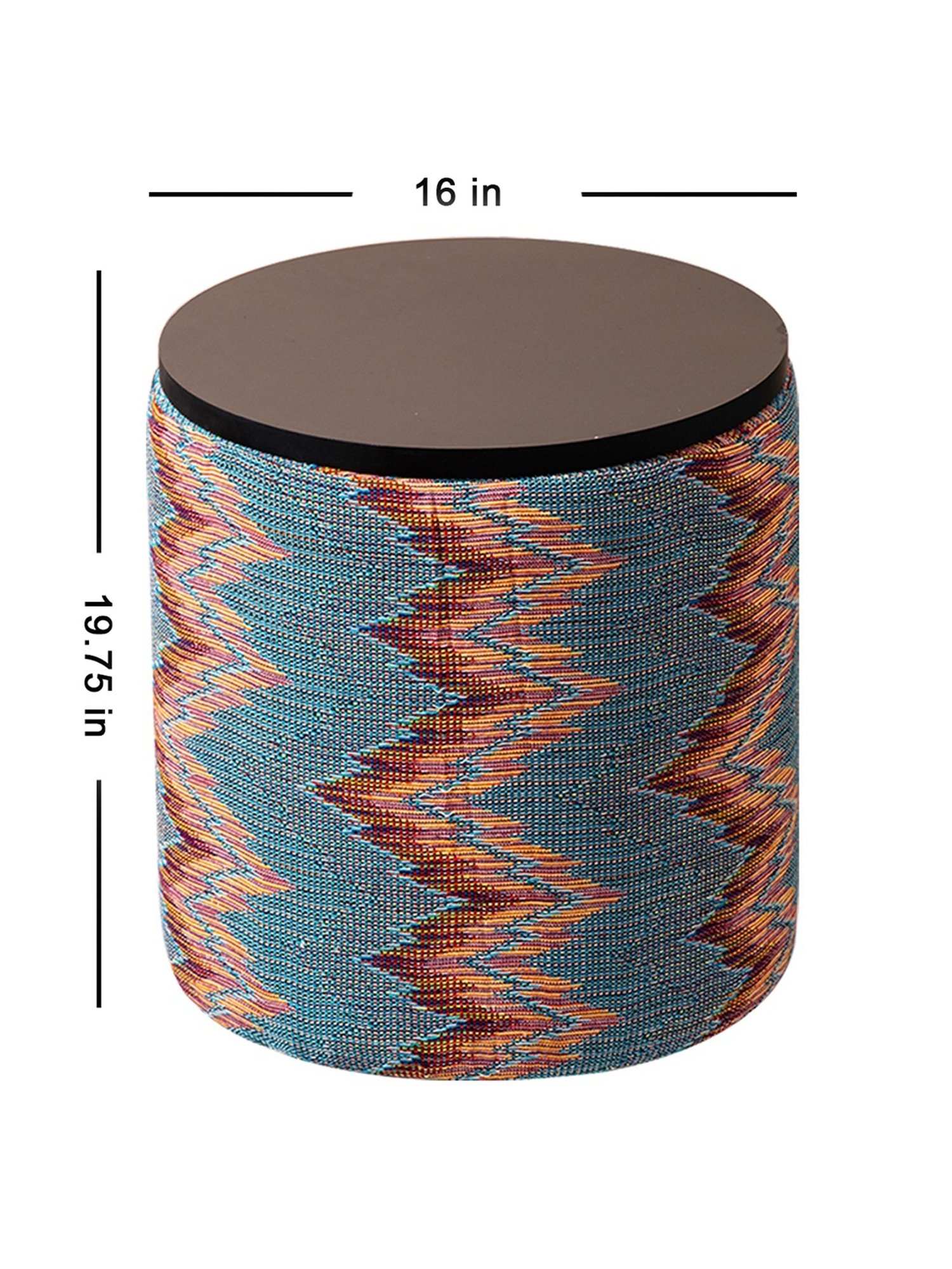 Chumbak French Sahara Solid Mustard Yellow Wood Ottoman