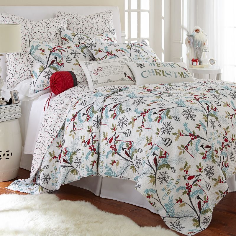 Holly Holiday Euro Sham Set of 2 White - Levtex Home
