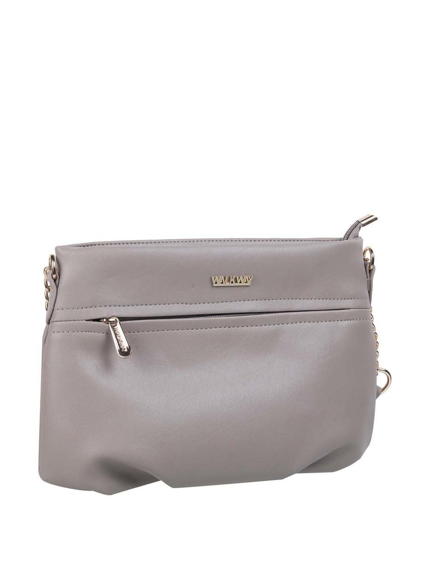 Walkway Beige Synthetic Solid Sling Handbag