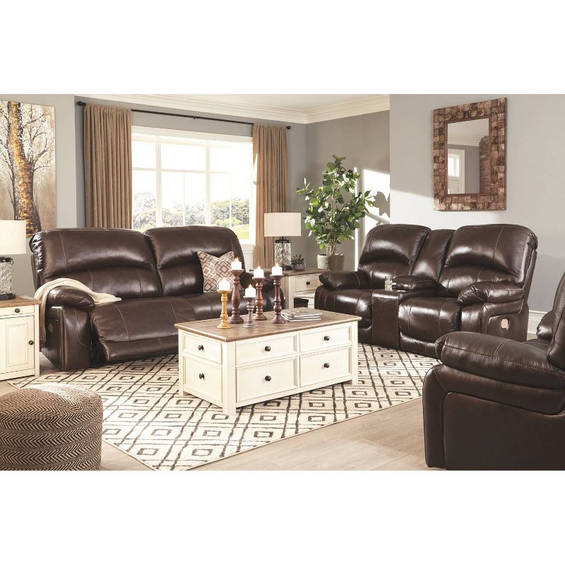 Hallstrung Power Reclining Loveseat with Console/Adjustable Headrest Chocolate Brown - Signature Design by Ashley