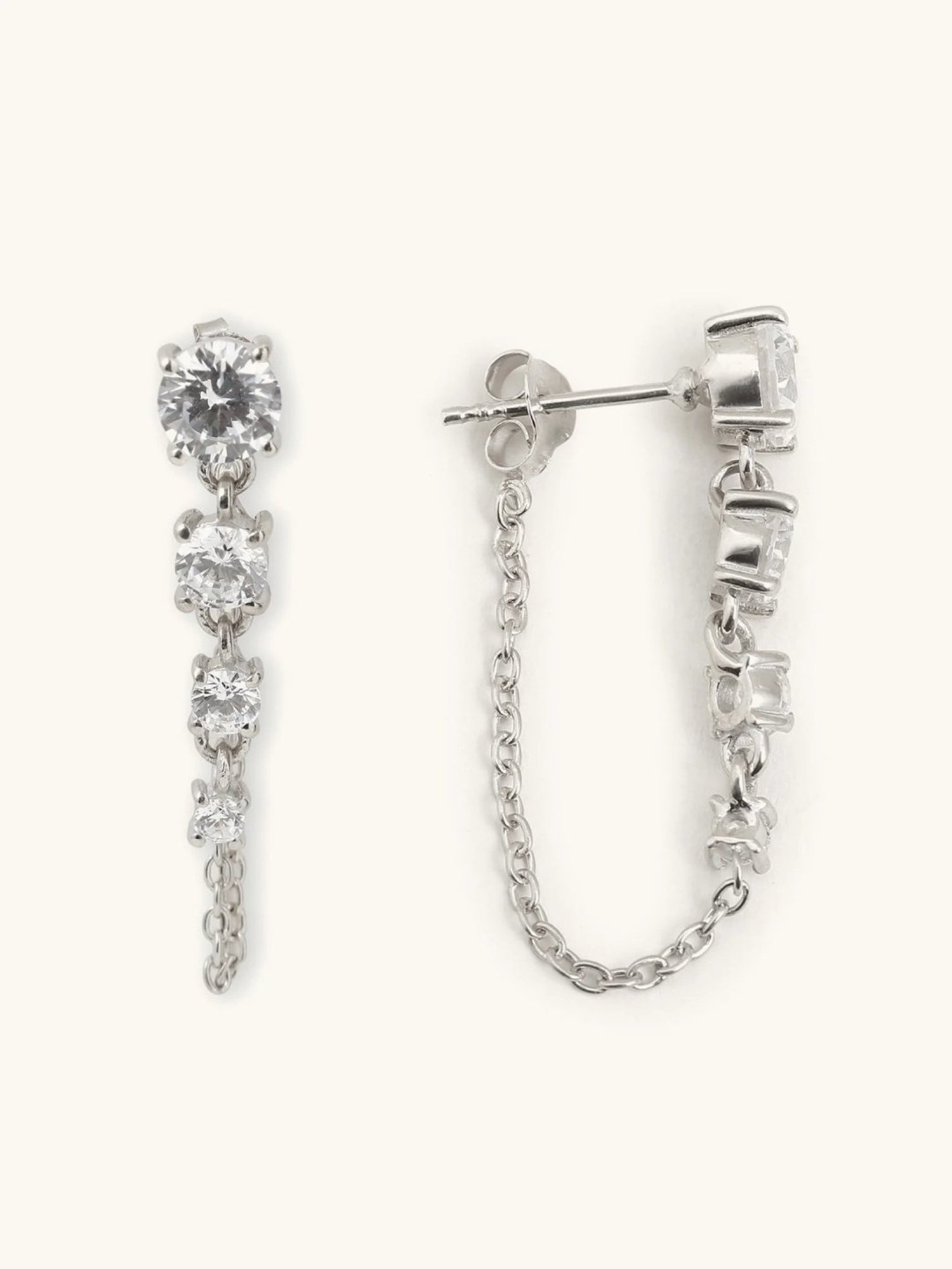 Mabel 92.5 Sterling Silver 4 Solitaire String Drop Earrings for Women