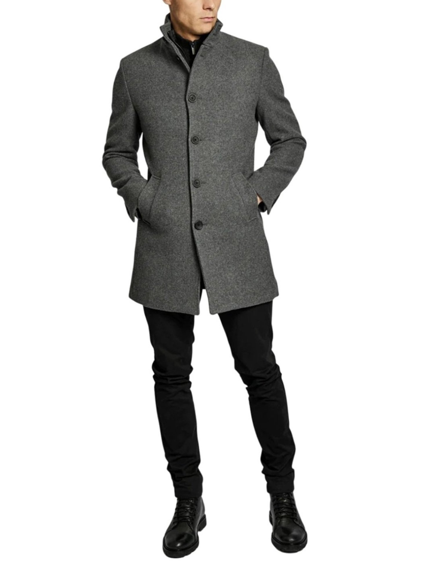 Bruun & Stengade Grey Slim Fit Coats