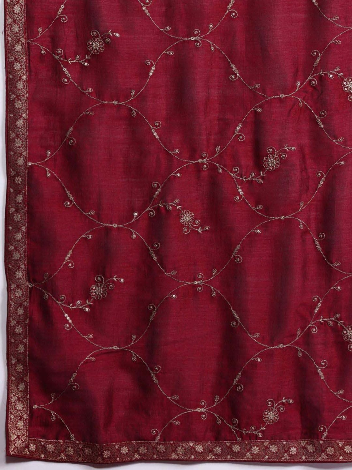 Indo Era Maroon Embroidered Kurta Pant Set With Dupatta