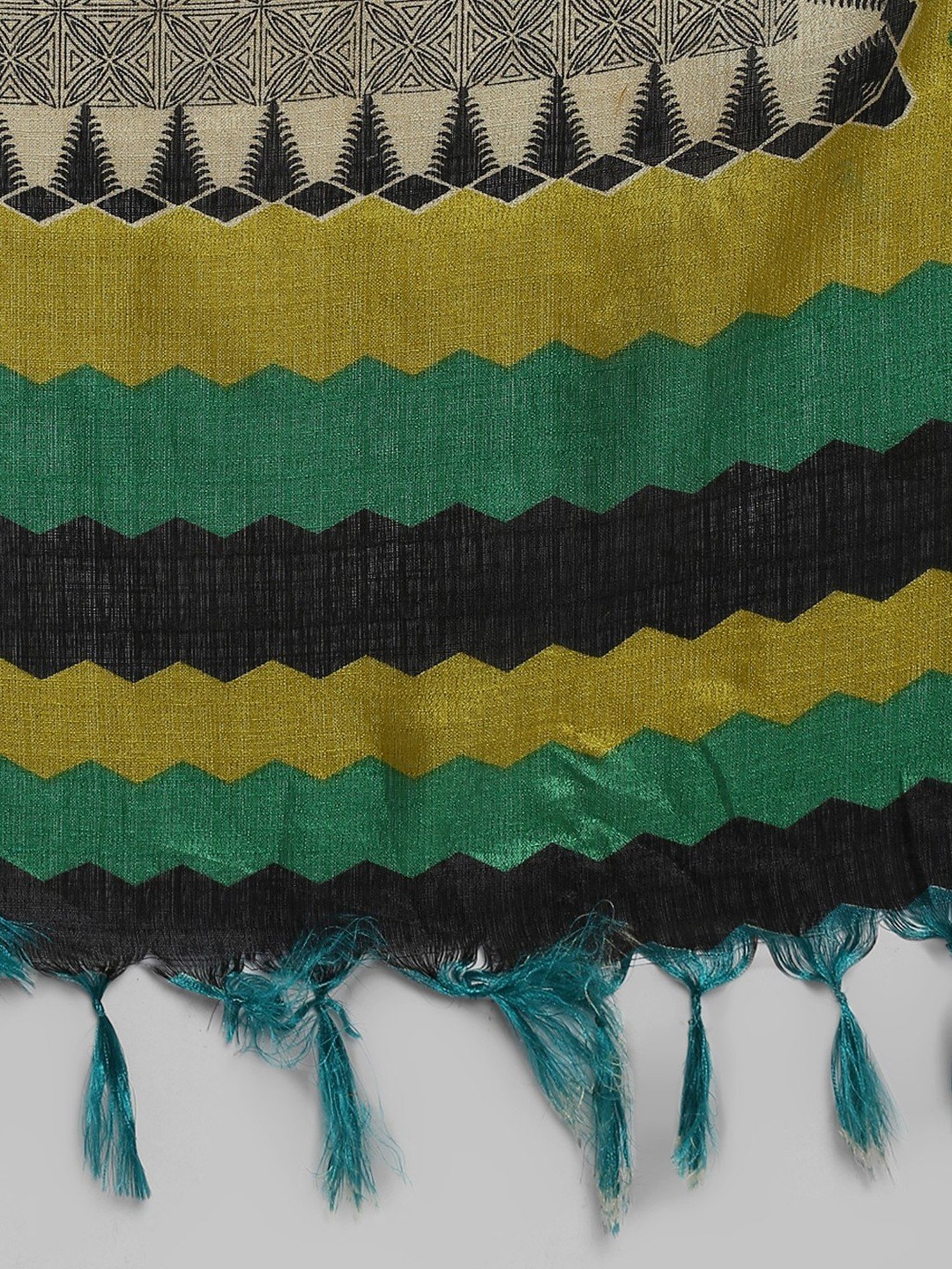 Saree Mall Beige & Green Printed Dupatta