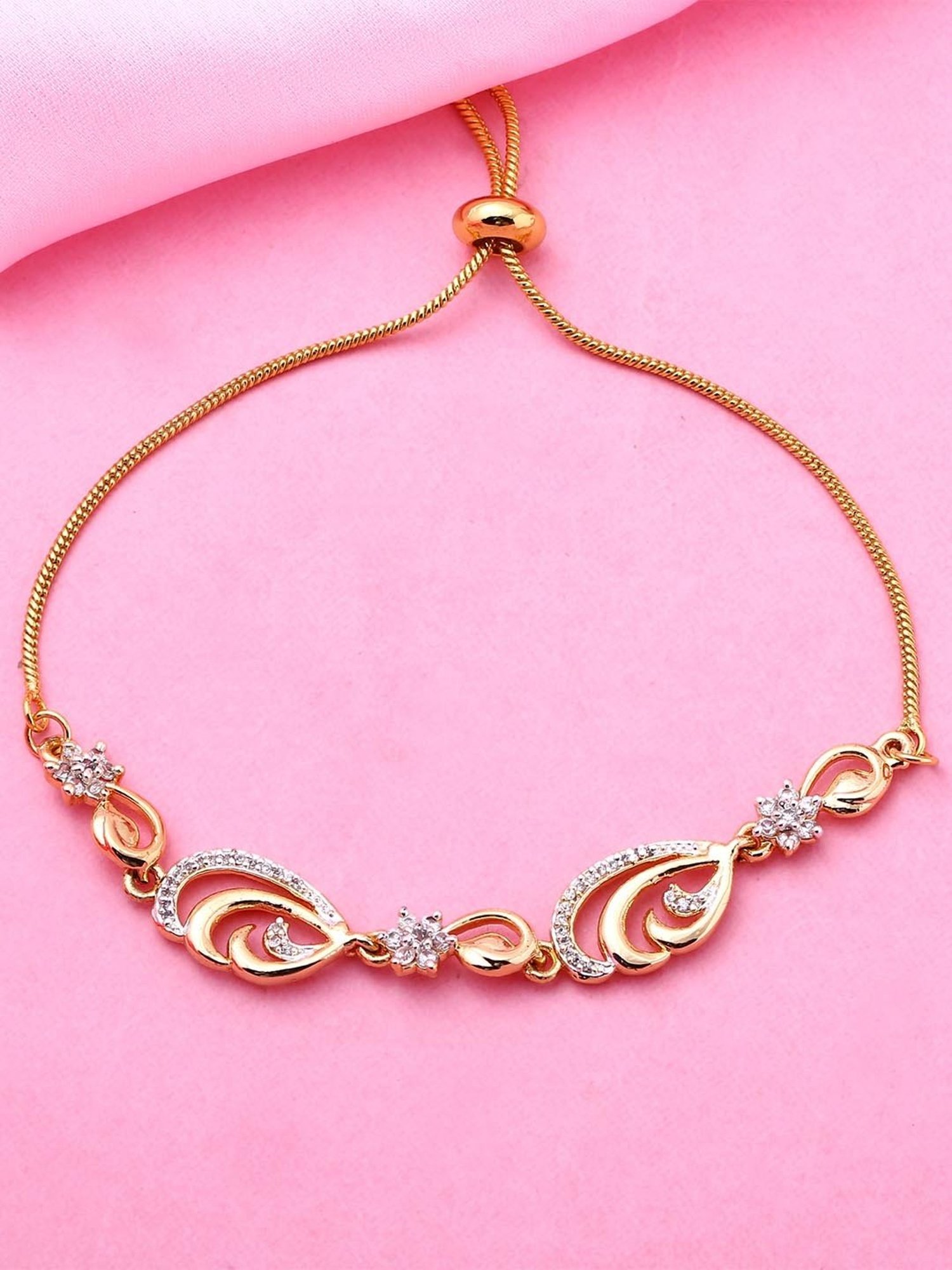 Estele Gold-Plated Bracelet with White Crystals for Women