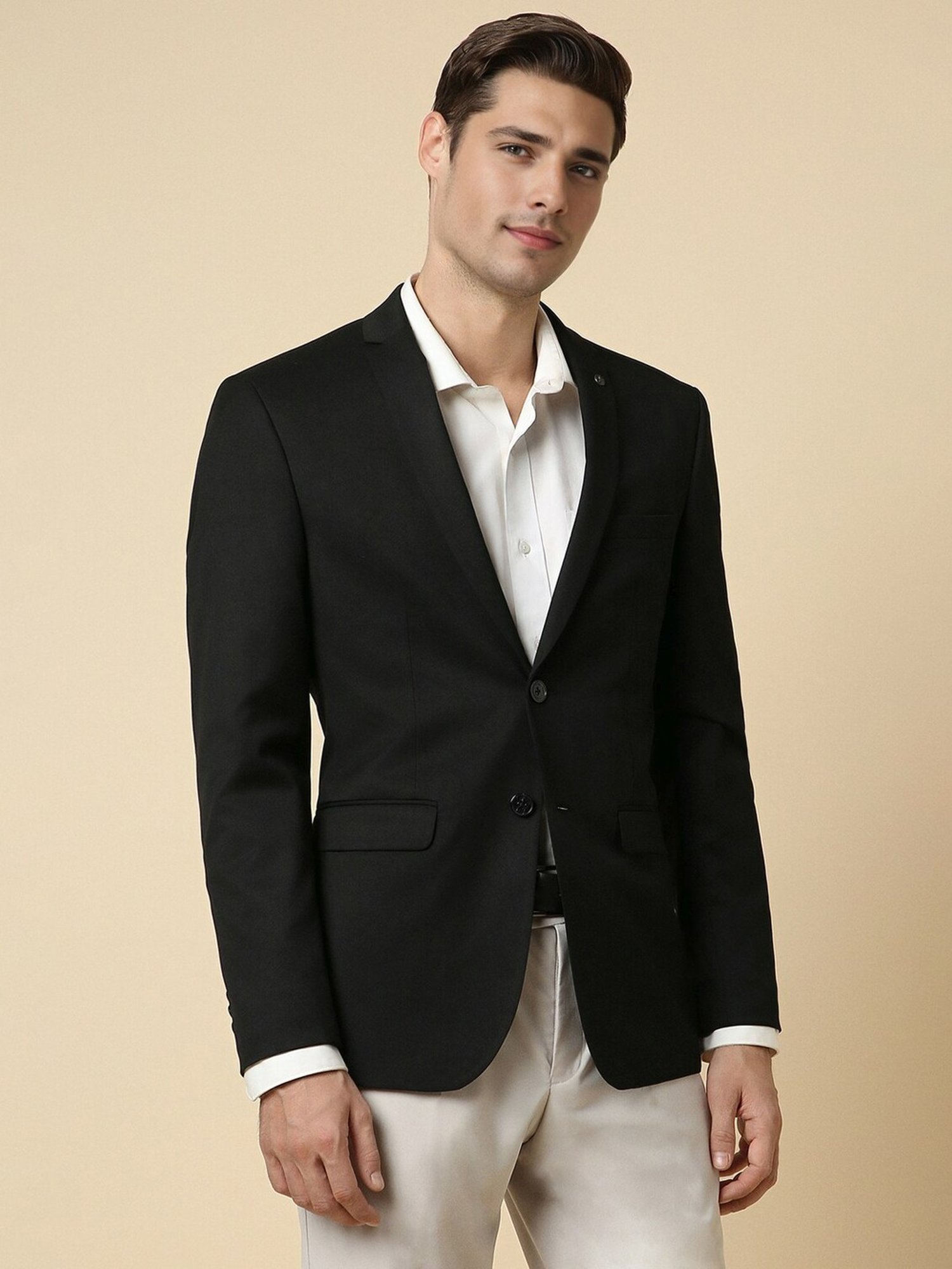 Allen Solly Black Slim Fit Blazer