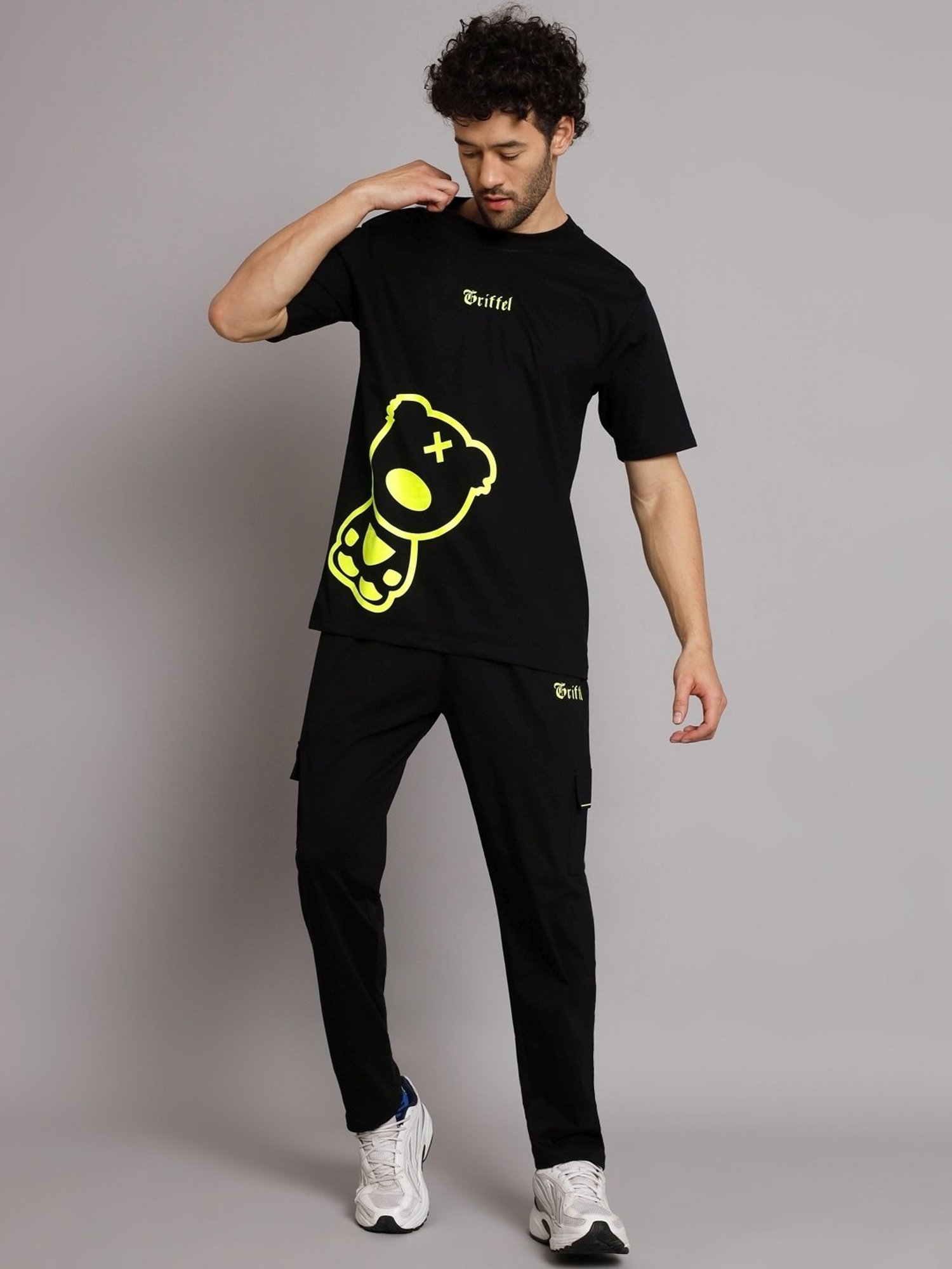 Griffel Black Cotton Loose Fit Printed Co-Ord Set