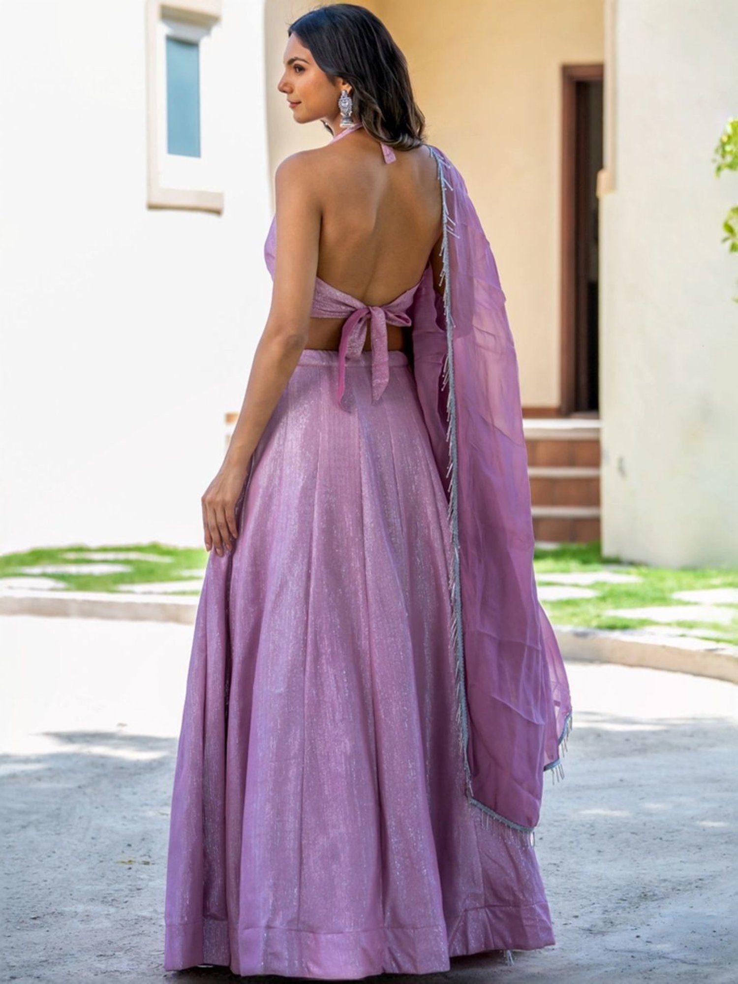 HOUSE OF JAMOTI Purple Embellished Lehenga Choli Set With Dupatta